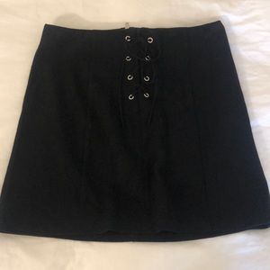 Suede Lace-up Mini Skirt